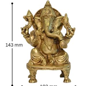 BRASS IDOL OF GANESHJI SAT ON SINHASAN
